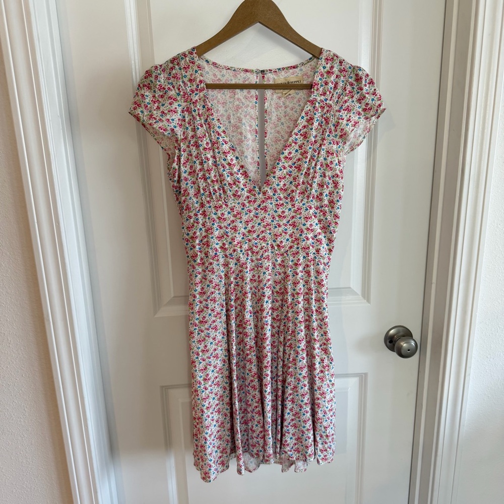 Ralph Lauren Denim & Supply Dress sz 2 Floral Sundress Vneck Cutout Mini Cottage